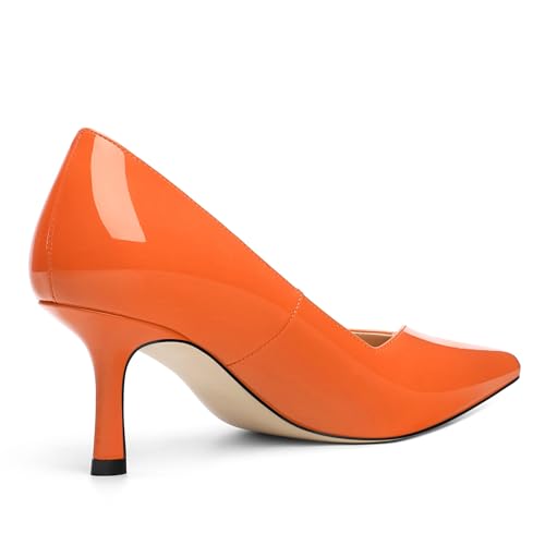 Image of Women Pointed Closed Toe 2.5 Inch Kitten Heel Slip On Pumps | Elegant Comfort Formal Dress Footwear, Versatile Ladies Shoes For Office Wedding Party Evening Daily Occasions