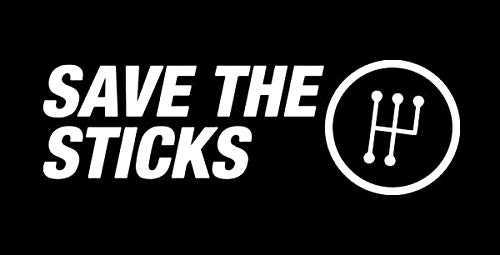 Makarios LLC Save The Sticks JDM Manual Shift Cars Trucks Vans Walls Laptop MKR| White |5.5 x 1.75|MKR822