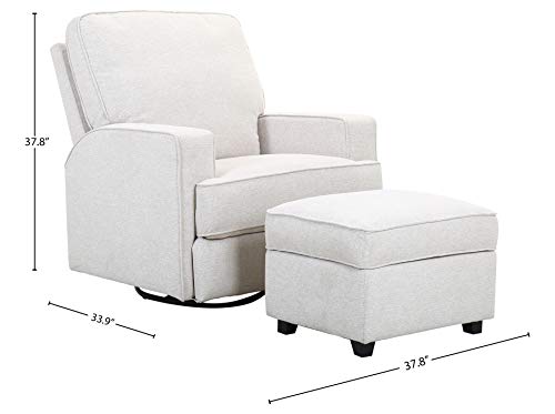 Amazon Brand – Ravenna Home Contemporary Swivel Glider Accent Chair With Storage Ottoman, 33.9"W, Cream #TOP7