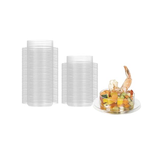 Restaurantware 2.5 Ounce Dessert Plates 100 Disposable Mini Plates - Round Style For Appetizers Samples Tastings And Snacks Clear Plastic Science Party Plates Science Party Supplies