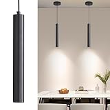 Daoseolo 2 Pack Mini Kitchen Island Pendant Light, LED Minimalist Ceiling Hanging Light, 3 Color 3000K/4500K/6500K, Adjustable Height, Black Modern Linear Lamp Lighting for Dining Room, Bedroom, Bar