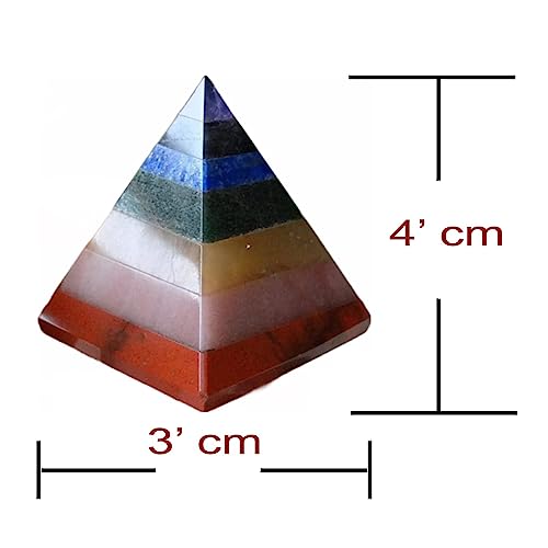 Image of Seven Chakra Natural Agate Stone Pyramid. for Reiki, Crystal Healing, Fangshui, Vastu Chakra, Meditation, Gifting and Home Decor.(7 Chakra, 1.5 inchin)