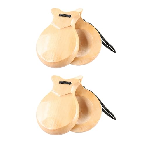 2 Pcs Traditional Flamenco Castanets Spanish Castanets With String Wooden Hand Percussion Music Instrument For Beginner Wood Spanish Castanets Musical Instrument Flamenco Dance Castanets - Thumbnail 7