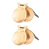 2 Pcs Traditional Flamenco Castanets Spanish Castanets With String Wooden Hand Percussion Music Instrument For Beginner Wood Spanish Castanets Musical Instrument Flamenco Dance Castanets