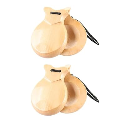 2 Pcs Traditional Flamenco Castanets Spanish Castanets With String Wooden Hand Percussion Music Instrument For Beginner Wood Spanish Castanets Musical Instrument Flamenco Dance Castanets