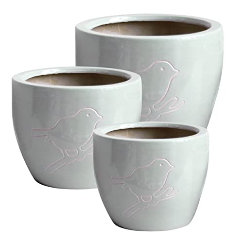 Cache-pot Bird en terre cuite grise Ø 22 cm pour plantes et fleurs