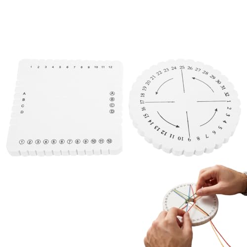 Kodrily 2Pcs Round Square Kumihimo Disk Kit EVE Braiding Disks White Kumihimo Disk Braiding DIY Round Kumihimo Disc Square Braided Plate for Fine Thread Wire Beading
