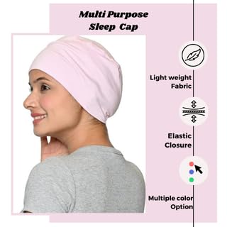 Image of The Headscarves Women Silky Soft Bamboo Viscose Sleep Cap for Hair Loss Chemo Headwear Skull Cap Free Size (Multicolor) (HS3 Multicolor)
