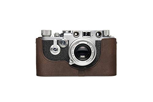 Housse Leica en cuir véritable fait main marron foncé pour boîtiers argentiques