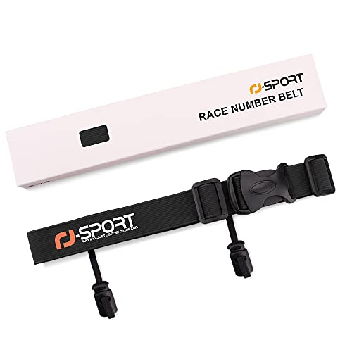 RJ-Sport Triathlon Startnummernband Laufgurt mit Nummernhalter & 6 Gel-Halter für Joggen Radfahren Marathons, Schwarz