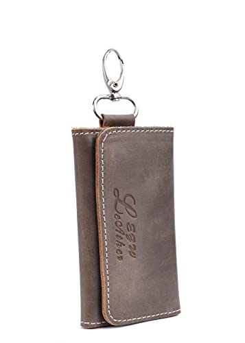 Mens Genuine Leather Car Key Wallet (Brown)2