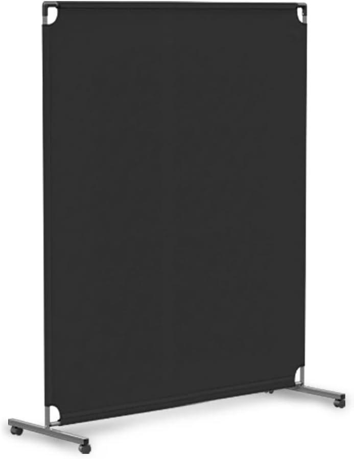 Steel-AID 50-inch Rolling Privacy Room Divider - Freestanding Office Wall Partition with Non See-Through Blackout Screen - Sturdy & Durable Iron Frame - Rolling Wheels - Black, White, Gray & Blue