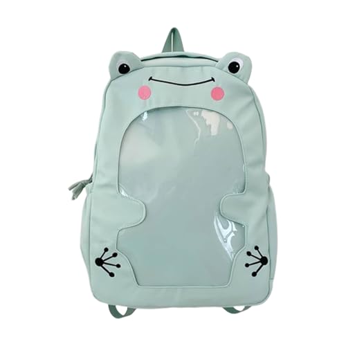 Large Capacity Cartoon Backpack, Clear Front Pocket, Nylon Bag, Anime Daypack For Women Men Climbing Work