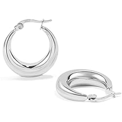LOUMILEO Pendientes de aro de plata de ley 925, hipoalergénicos, gruesos, ligeros, de 20 mm, 25 mm, 30 mm