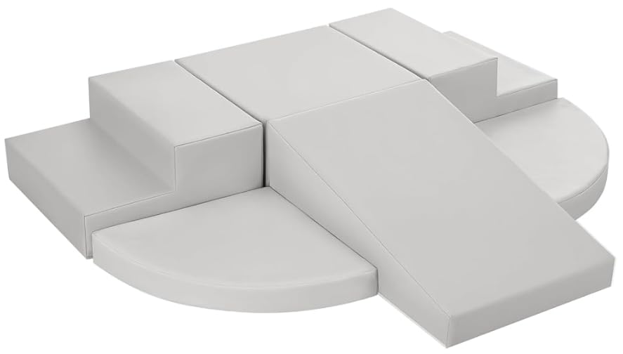 TODIBY 6-Piece Baby Climbing Toys: Soft PU Leather Foam Blocks - Indoor Toddler Play and Crawl Activity Set - Crawling and Sliding Structures for Kids