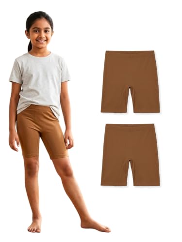 Image of mackly Girls Inner Shorts (Pack of 2) | 2-in-1 Seamless Panty Shorts with Gusset | Soft Breathable Base Layer for Dresses, Skirts