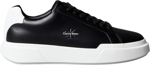 Calvin Klein Uomo Sneakers con Suola Preformata Chunky Laceup in Pelle, Nero (Black/Bright White), 45