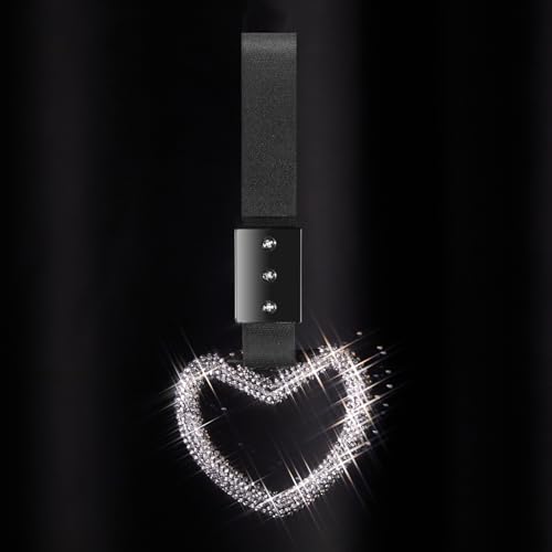 Image of Fabbay Bling Car Accessories Bling Heart Handle Ring Car Accessory for Women Heart Hand Strap Drift Charm Rear Bumper Warning Ring Decor for auto Bus Interior Exterior Decoration (White,Heart Style)