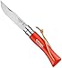 Opinel Colorama Series No. 7 - Stainless Steel Everyday Carry Folding Pocket Knife with Leather Strap, Painted Hornbeam Handles