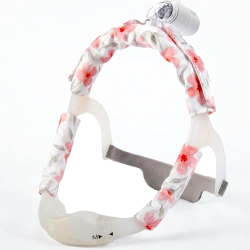 Image of 3 Pcs Satin Strap Covers, Silky Mask Frame Covers Pads Compatible with DreamWear or AirFit N30i /P30i Headgear Cover Set Hair Protector for Women Face Cushion for Reduce Red Marks (Red Flower)