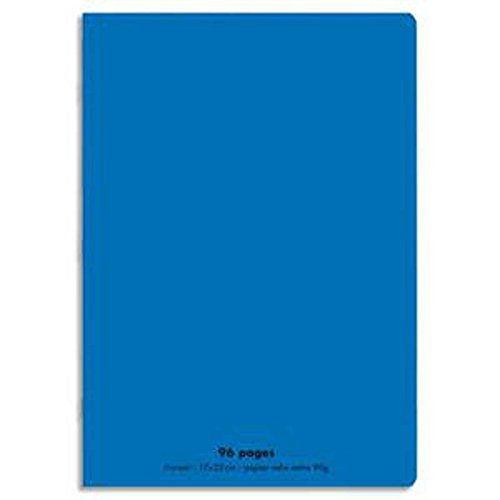 Lot de 10 Cahiers piqûre, 96 pages, Grands carreaux Seyès, Format 24 x 32 cm, Couverture polypro BLEU