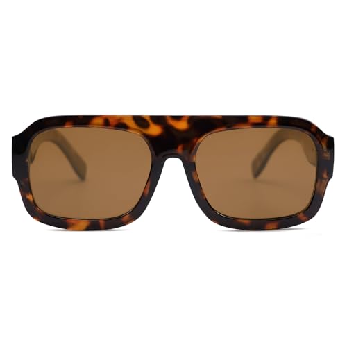 SOJOS Trendy Square Aviator Sunglasses for Womens Mens Polarized Flat Top Designer Inspired UV400 Sun Glasses SJ22813