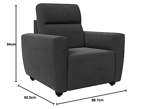 Image of Wakefit Sofa Set | 3 Year Warranty | Sofa 1 Seater, 1 Seater Sofa for Living Room, Wooden Sofa Set, Sofa Set Single Seater - Belize(Reflection : Charcoal Grey)