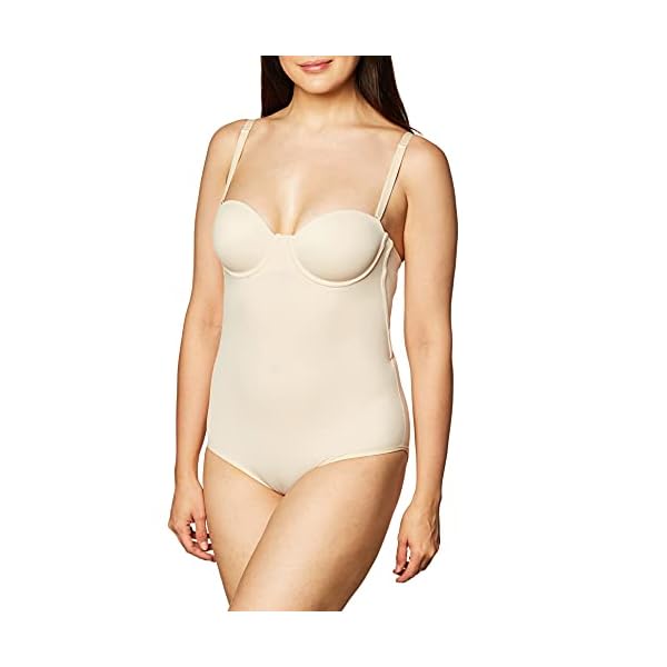 Maidenform-Womens-Convertible-Body-Shaper-with-Built-In-Bra-Anti-Static-Shapewear-DMS108 Maidenform womens Convertible Shaper With Built-in Bra & Anti-static Dms108 Shapewear Bodysuit, Transparent, 40C US