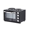 SEVERIN Mini-Four à chaleur tournante 30 L avec tournebroche et plaques de cuisson, Four posable 2 500 W design élégant, Mini-four électrique minuteur 120 min, Noir/Inox, TO 2065