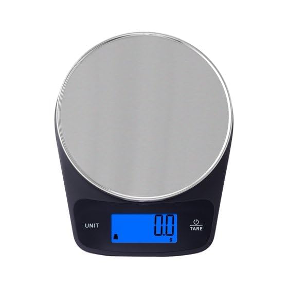 Digital Kitchen Scale with Waterproof IPX6 Rating, Blue Backlit LCD Display, Stainless Steel Platform, 0.01oz Precision, Auto-Off Function, Battery Powered, Black and Silver