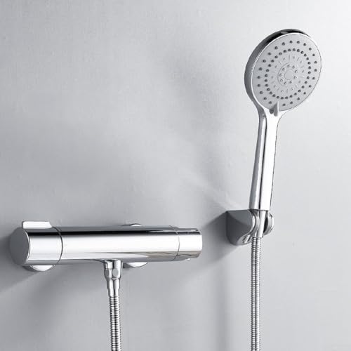 Mélangeur de douche thermostatique design chromé 27 cm