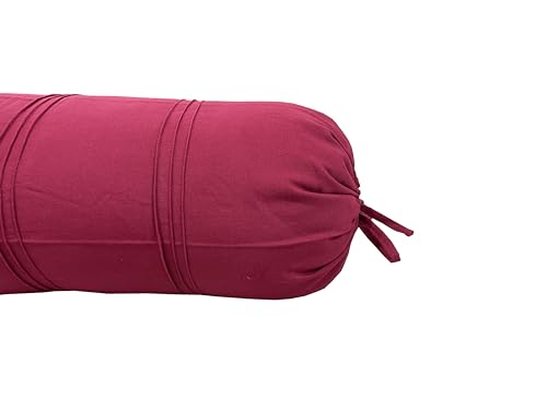 Image of Swayam Set of 2 Cotton Bolster Cover | 30x30 Inch | Soft Breathable Masnad Cover 200TC | Durable & Washable | Solid Bolster Cover for Diwan, Bed & Sofa - Maroon