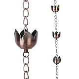 Topadorn Rain Chains Gutter 72' Metal Decorative Lotus Cup Rain Chain Bell for Home & Garden Decoration