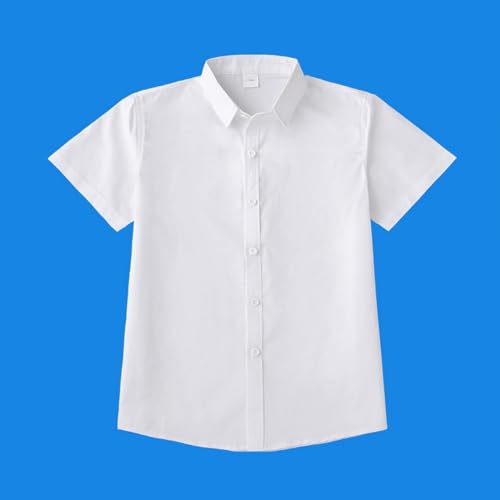 Boys Short Sleeve Dress Shirts Formal Uniform Oxford Poplin Button Down Shirt Solid Cotton Casual Tops Summer Clothes2