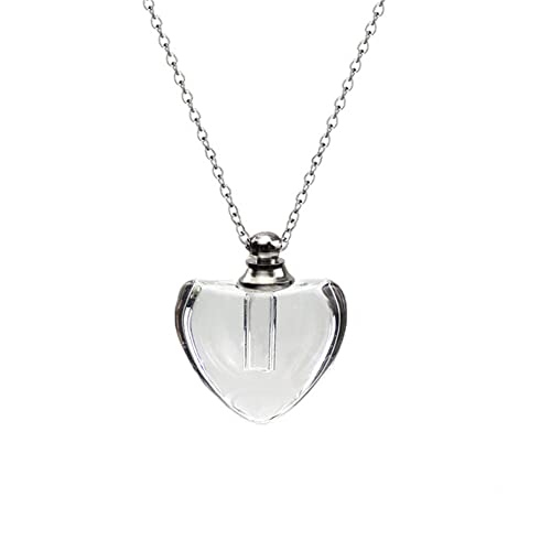 Ailiessy Blood Vial Necklace Stainless Steel Glass Heart Vial Perfume Bottle Cremation Urn Pendant Necklace for Women Keepsake Memorial Jewelry 08
