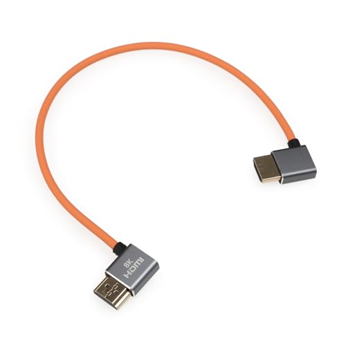 DRRI Cable HDMI macho en ángulo recto a izquierdo, de silicona, 8K a 60Hz, 4K a 120Hz, para Sony A7III A7S3, FX3, FX6, FX30, BMPCC 4K 6K, Nikons Z6 Z7, Ronin S, Atomos Ninja V (50 cm)