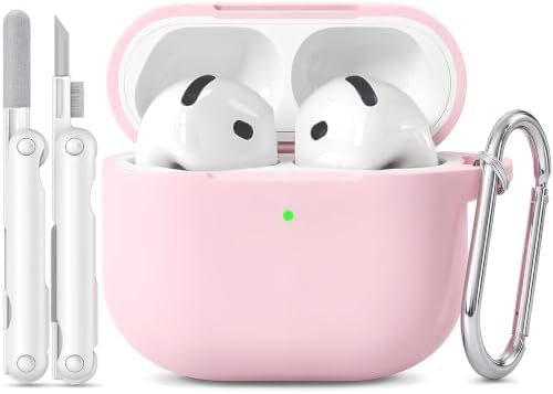 for AirPods 5/4 Case (2026/2024), Soft Pink, with Cleaner & Keychain