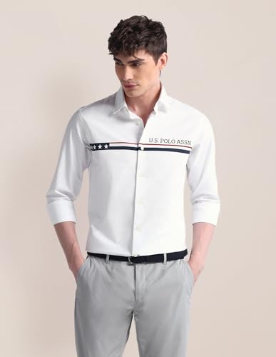 Image of U.S. Polo ASSN. Striped Regular Fit Cotton Shirts for Men - Full Sleeve Mens Casual Shirts
