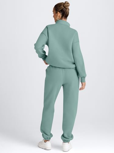 Image of AUTOMET Women's Sweatsuits 2 Piece Outfits Lounge Sets | Cozy Airport Outfits,Casual Sweat Sets for Fall and Winter,Half Zip Pullover and Baggy Sweatpants with Pockets
