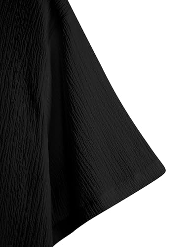 Image of Men Shirt | Black Solid Textured Casual | Regular Fit | Short Sleeve | Mandarin /Chinese Collar | Cotton Fabric | Stylish Office Summer Wear Shirt for Men