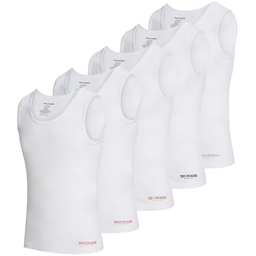 True Religion Lightweight Tank Tops for Men 5 Pack Undershirt Ribbed Cotton