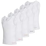 True Religion Lightweight Tank Tops for Men, 5 Pack Classic Ribbed Cotton Mens Undershirts White