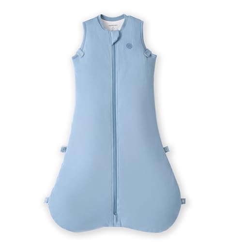 Image of Momcozy Sleep Sack for Baby 0-6 Months, 1.5 TOG Baby Wearable Blanket with Supportive Plush Filling, Two-Way Zipper for Easy Diaper Changes, Snap-Fit Design for Growing Babies, Small, Blue