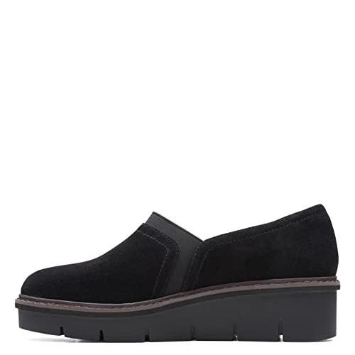 Clarks Women's Airabell Mid Loafer, Black Suede, 9
