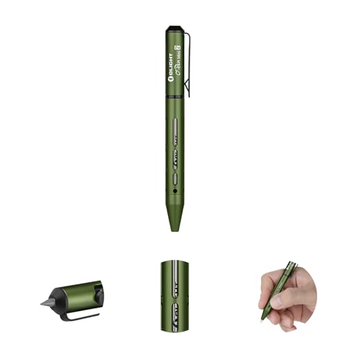 OLIGHT Open Mini 2 Bolígrafo de Tinta Negra, Mecanismo de Cerrojo de Acción de Forma de S Invertida, Uso Diario, de Oficina y Comercial, Trabajo al aire libre y en el Campo, Uso Educativo (Verde)
