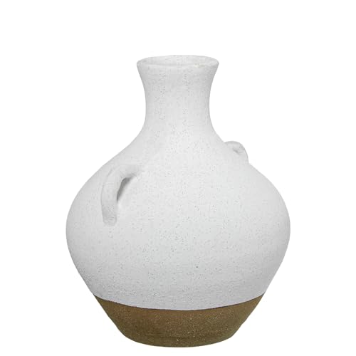 Vase céramique à anses 28cm blanc terre cuite fleurs séchées