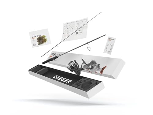 Barsch Angelset Perch Go Kit, komplettes Set mit Rute, Rolle, geflochtener Schnur, Carolina Rig, optimierte Gummiköder für garantierten Barschfang, Ready-to-Go & Bonus: Barsch Erfolgs-Guide