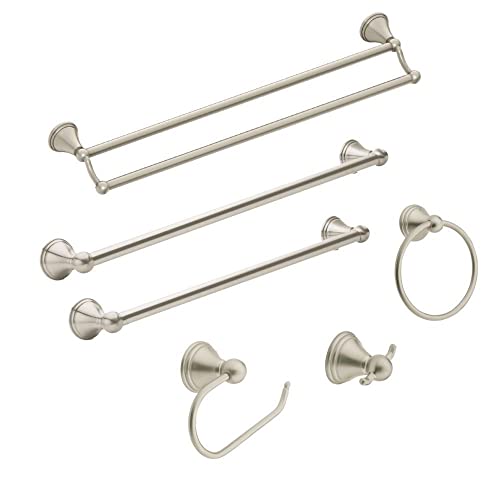 Image of Moen DN8403BN Preston Double Robe Hook, Brushed Nickel (Pack of 12)