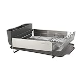 KitchenAid Large Capacity, Fully Size Self Draining Rust Resistatant Satin Coated Dish Rack with Removable Flatware Caddy 20.47-Inch, Gray