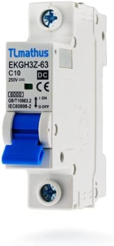 Electrical Miniature Circuit Breakers for DC Power Distribution and Protective Disconnect with DIN Rail Mounting, Air Switch for Solar PV System and RV(1P 10A)